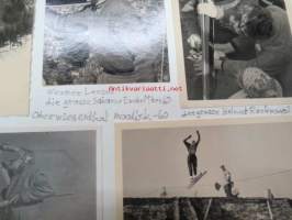 Mäkihyppykilpailut Saksassa 1960 (Oberwiesenthal, Salchsen?) -valokuvasarja, kuvissa nimettynä Werner Lessez,Helmut Reckvogel, Dieter Malsch, Ossi Laaksone, L.T.