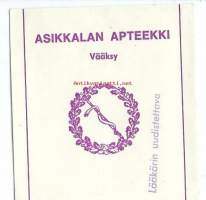 Asikkalan  Apteekki Vääksy - resepti signatuuri  1969
