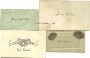 Ida Backman, Kunnar Kullberg, Aksel Lindbäck ja Erik Schutt - 1800-luvunkäyntikortti 4 kpl