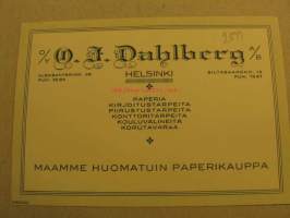 Oy J. Dahlberg Ab Helsinki mainoskortti