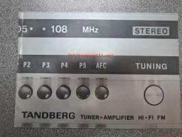Tandberg tuner-amplifier Hi-Fi FM -käyttöohjekirja norjaksi
