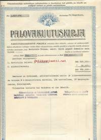 Vakuutusosakeyhtiö Pohjola, Palovakuutuskirja  1933- vakuutuskirja