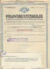Vakuutusosakeyhtiö Pohjola, Palovakuutuskirja / moottorivene 1933- vakuutuskirja
