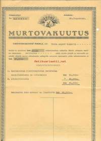 Vakuutusosakeyhtiö Pohjola, Murtovakuutus, Laulumiesten Klubihuoneisto ja alkoholivarasto 1933 - vakuutuskirja