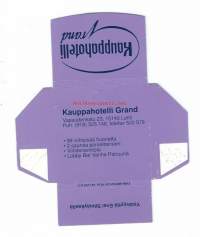 Kauppahotelli Grand Lahti / hammastikkurasia koottava tuotepakkaus pahvia -  mainoslahja
