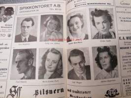 Svenska Teatern Helsingfors program spelåret 1943-44 &quot;Modershjärtat&quot; av Leck Fischer, regi Edwin Ingberg -käsiohjelma