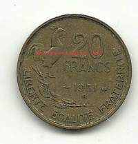 Ranska 20 Francs  1951  kolikko