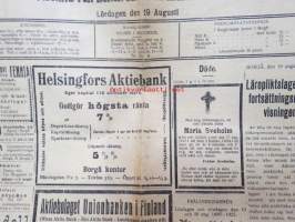 Borgåbladet 1922 nr 91, utgiven 19.8.1922