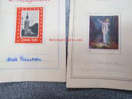Söndagsbilder -pyhäkoulukuvia kirjoihin liimattuna, 5 kpl kirjoja