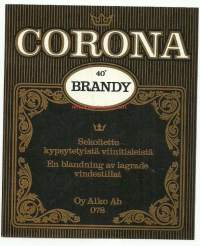 Corona Brandy  - viinaetiketti