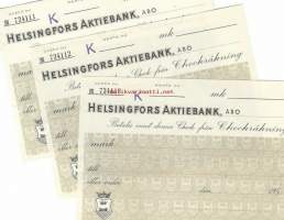 Helsingfors Aktiebank Åbo 195x, blanco shekki