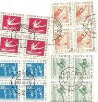 DDR leimattu neliö 4 kpl  - postimerkki