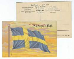 Sveriges Väl  - postikortti  lippupostikortti vaakunapostikortti kulkematon