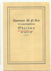 Rauman WPK:n 50-wuotisjuhlan Ohjelma 18.8.1929  - käsiohjelma