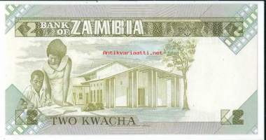 Sambia (Zambia) 2 Kwacha   1980-88  seteli  / Sambian tasavalta  on sisämaavaltio eteläisessä Afrikassa.