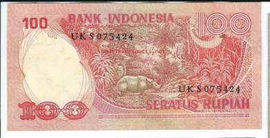 Indonesia  100  Rupiah  1977 seteli /Indonesian tasavalta eli Indonesia on valtio Kaakkois-Aasiassa. Se koostuu 17 508 saaresta ja on maailman suurin saarivaltio.