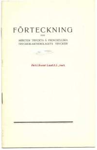 Förteckning över arbeten tryckta å Frenckellska Tryckeri Ab:s tryckeri  / painotyöt vuonna 1912