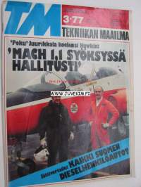 Tekniikan Maailma 1977 nr 3 Tm koeajaa /testaa/ esittelee: Vauxhall Chevette ja Opel Kadett -vertailu. Simca 1100 Van. Kaikki Suomen dieselautot vertailussa, 1977.