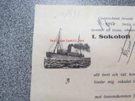 Ångfartyget &quot;Borgå&quot;, 16.7.1928 -konossomentti, merirahtikirja