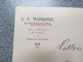 J.F. Vanhanen - Kangaskauppa, Viipuri, 12.1.1907 -asiakirja