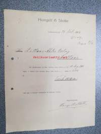 Hongell &amp; Slotte, Gamlakarleby (Kokkola) 28.2.1907 -asiakirja