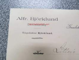 Alfred Björklund, Gamlakarleby / Kokkola, 19.11.1907 -asiakirja