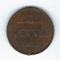 5 penniä  1898