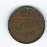 5 penniä  1906