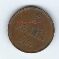 5 penniä  1914