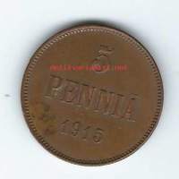 5 penniä  1915