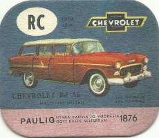 Chevrolet Bel Air  - autokortti, keräilykuva, kahvipakettikuva  - uusintapainos / Vuonna 2014 Pauligin Juhla Mokka täytti 85 v ja julkaisi suosituista