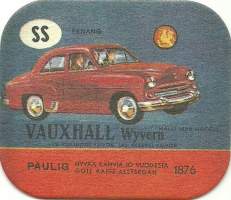Vauxhall Wyern  - autokortti, keräilykuva, kahvipakettikuva  - uusintapainos / Vuonna 2014 Pauligin Juhla Mokka täytti 85 v ja julkaisi suosituista autokorteista
