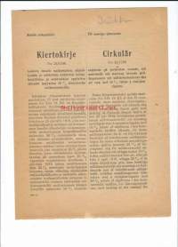Kierokirje nr 24/1156 vuonna 1919  .. lomalle matkustavien sotilashenkilöiden alennuksista Valtionrautateillä ...
