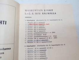 Maakuntain uinnit - B-mestaruuskilpailut 1-2.8.1970Raumalla / Rauman Uimaseura -käsiohjelma