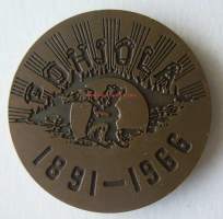 Pohjola 75 vuottaa  1891-1966  mitali  ( Kalervo Kallio ) ,     taidemitali 56 mm