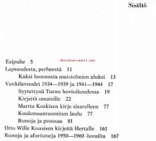 Vuodenaikain myrskyt : kirjeitä, runoja ja proosaa 1930-60 -luvuilta.