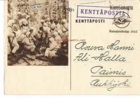 Kansanapu / Kansanapukeräys 1942  - kenttäpostikortti kulkenut