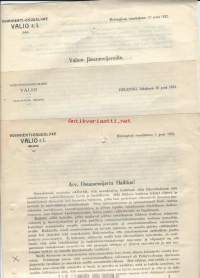 Voinvienti-osuusliike Valio rlKiertokirjeita Jäsenmeijerillle 1922   -   firmalomake 3 kpl