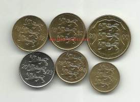 Eesti  1 krooni ja 50,20,20,10,5 centi  2000-luku kolikko