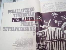 Kauneus ja terveys 1970 nr 7, sis.mm. seur. artikkelit / kuvat / mainokset; Kansikuva Lasse Mårtenson, Hypnoosi ei ole ihmelääke, Fazer Ranskalaisia pastilleja,