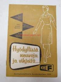 Hyödyllisiä neuvoja ja vihjeitä KHF - Kotitalousfilmin kevätohjelma 1955 -esittelee erilaisia valistusfilmejä