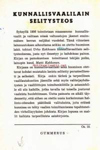 Kunnallisvaalilaki selitettynä, 1956.