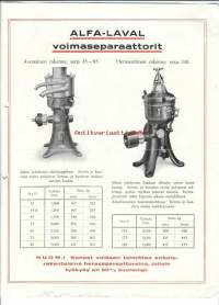 Alfa-Laval voimaseparaattorit - tuote-esite 1937