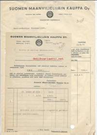 Suomen Maanviljelijäin Kauppa Oy SMK 1937  - firmalomake 2  kpl