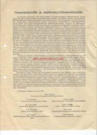 Osuusmeijereille ja maidonmyyntiosuuskunnille  liikekirja  1935   -   firmalomake