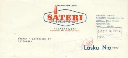 Säteri Oy Valkeakoski 1951  - firmalomake