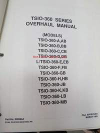 Teledyne Continental Motors TSIO-360 Series overhaul manual -aircraft engine -lentokonemoottorin ohjekirja