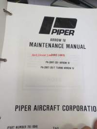 Piper Aircraft Corporation - Piper Arrow IV - Turbo Arrow IV Maintenance Manual -lentokoneen huolto-ohjekirja
