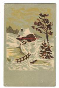 Mylly talvimaisemassa - taidepostikortti postikortti, kulkematon
