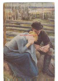 Suru / Albert Edelfelt  - taidepostikortti postikortti, kulkenut  nyrkkipostissa